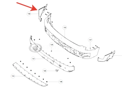 Накладка заднего бампера верхняя левая (угол) Haval H3 (ОРИГИНАЛ)