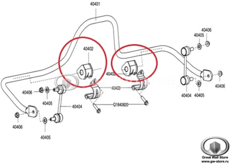 Втулка стабилизатора (подушка) задней подвески HOVER