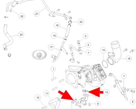 Прокладка уплотнительная возвратной трубки турбокомпрессора HAVAL H6 Coupe, H8, H9 бензин, F7 2л (ОРИГИНАЛ)