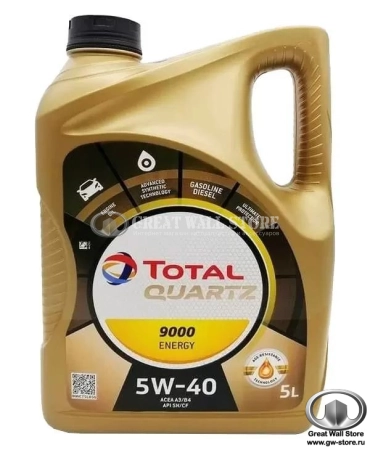 Масло моторное синтетическое TOTAL QUARTZ 9000 ENERGY 5W40 SN/CF, А3/B4 (5л)