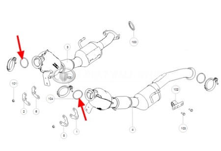 Кольцо (прокладка) приемной трубы к турбине (73x66мм) Haval H9 ДИЗЕЛЬ, F7, F7x, GW Poer, Tank 500 (ОРИГИНАЛ)