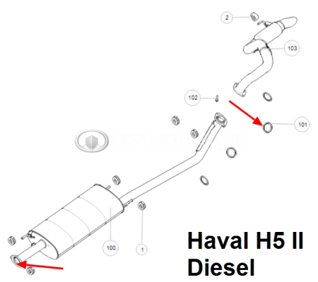 Прокладка глушителя Haval Dargo, Dargo X, F7 II-покол., H5 II-покол., H9 II-покол., GW Poer, Poer KingKong, Tank 300, 500 Urban (ОРИГИНАЛ)