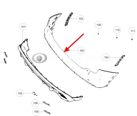 Бампер задний верхняя часть Haval Jolion рестайлинг с 2024 (аналог)