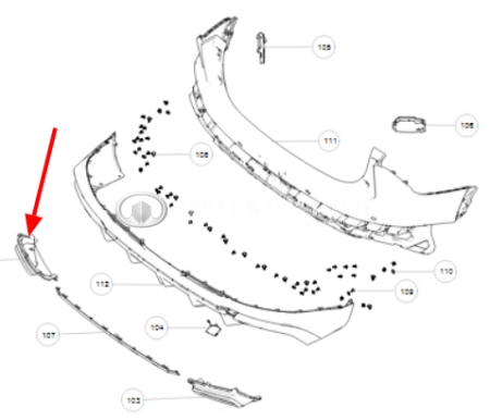 Накладка заднего бампера левая Haval F7 II-поколение (ОРИГИНАЛ)