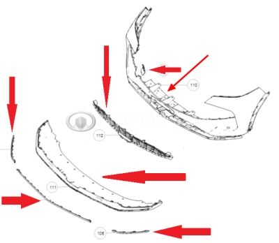 Бампер передний в сборе (без электрики) Haval F7 II-поколение (ОРИГИНАЛ)