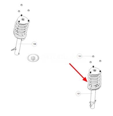 Амортизатор передний левый (в сборе с опорой, подшипником, пружиной, пыльником и отбойником) Haval F7 II-поколение (ОРИГИНАЛ)