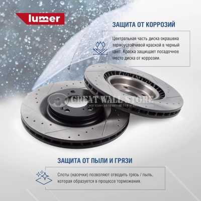 Диск тормозной передний (комплект 2шт.) Haval Dargo, Dargo X, F7 II-поколение, H7 (LUMER аналог 3501112XGW01A)