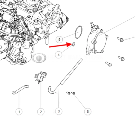 Прокладка вакуумного насоса (малое кольцо) Haval H9 Дизель, H5 II-поколение, GW Poer, Poer KingKong дизель (ОРИГИНАЛ)