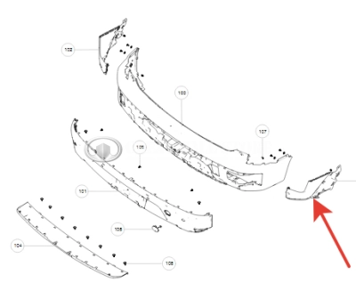 Накладка заднего бампера верхняя правая (угол) Haval H3 (ОРИГИНАЛ)