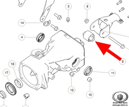 Опора (подушка) крепления заднего редуктора задняя Haval F7, F7x (ОРИГИНАЛ)
