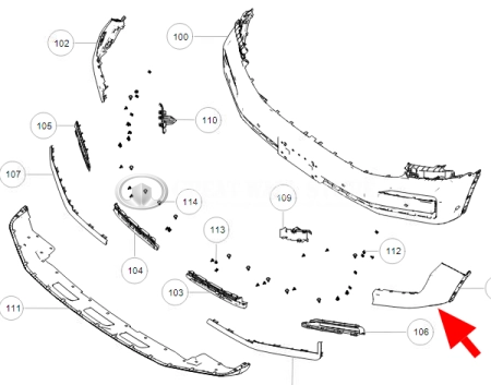 Накладка переднего бампера левая верхняя (угол) Tank 500 (ОРИГИНАЛ)