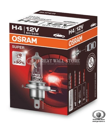 Лампа галогенная H4 Osram Super +30% 12V 60/55W